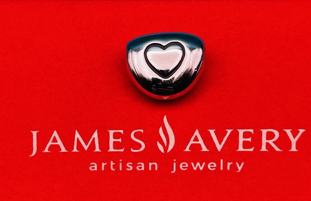 RARE James Avery Retired 925 Sterling Silver Sliding Pebble Puffy Heart Pendant